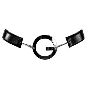 ❌SOLD❌ GUCCI by Tom Ford 1996 S/S Y2K Black and Silver G Emblem Belt - 85 cm